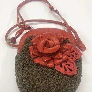 Brighton Coral Straw Handbag